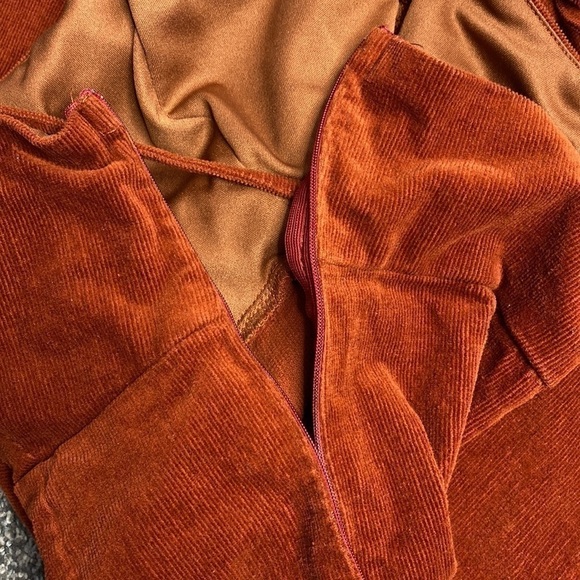 Lottie Moss Burnt Orange Corduroy Spaghetti Strap Short Mini Dress Small - Picture 4 of 7